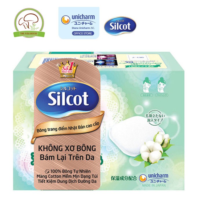 Bông tẩy trang Silcot Nhật Bản Hộp 82 miếng/66 miếng cao cấp xanh lá - Silcot Unicharm [siêu rẻ] tẩy sạch sâu