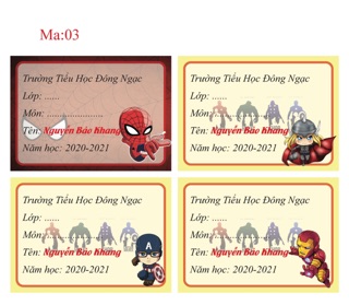 Nhãn vở cho BÉ TRAI