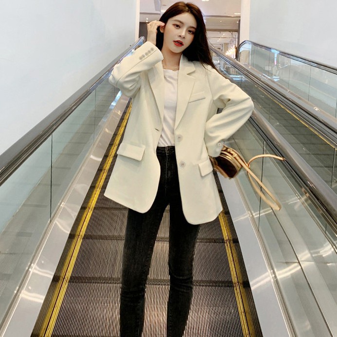 Áo Khoác Blazer Dáng Rộng Phong Cách Retro Hàn Quốc Thời Trang Xuân Thu 2021