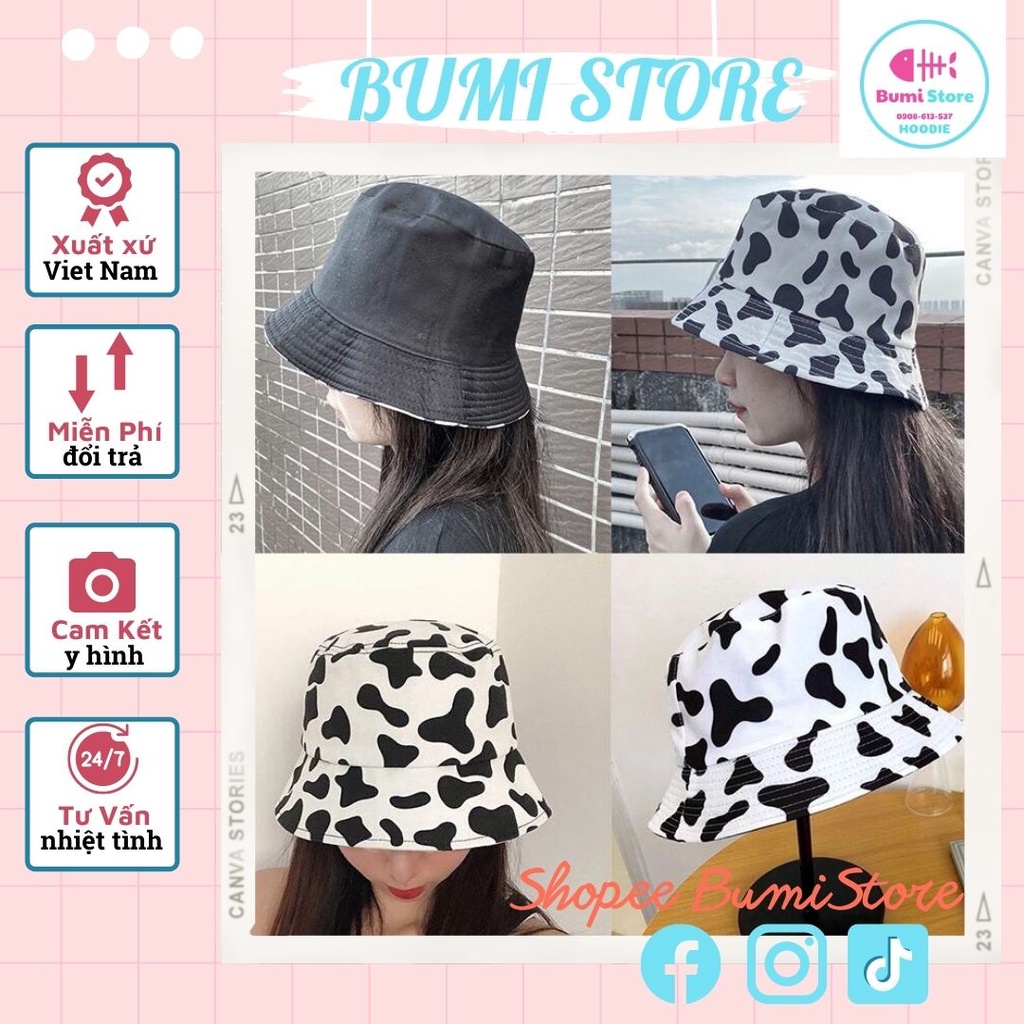NÓN BUCKET MILK COW UNISEX NAM NỮ ĐI HỌC ĐI CHƠI ULZZANG [ BUMI STORE ]