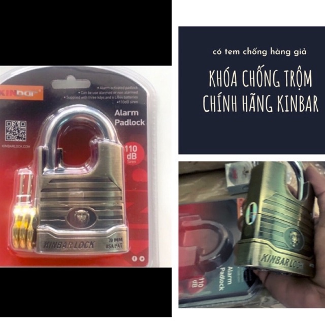 [TẶNG Pin có tem chống hàng giả bảo hành 3 tháng]ổ khoá chống trộm ;khoá chống cắt;khoá báo động chính hãng ki bả