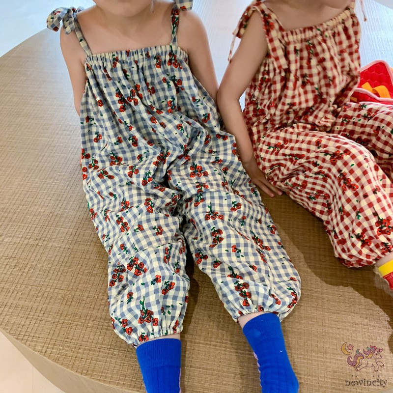 Áo Liền Quần Hai Dây In Hoa Cho Bé Gái