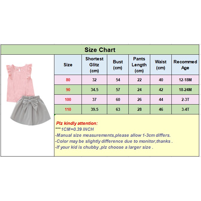 Set đồ 2 mảnh MIKRDOO gồm áo hồng tay áo nhún bèo+chân váy đính nơ thời trang đáng yêu cho bé gái 1-4 tuổi