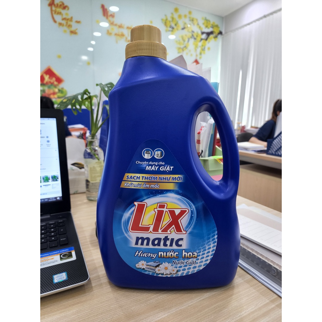 Nước giặt Lix Matic hương nước hoa chai 3.6kg NGM40 giặt tẩy đánh bay vết bẩn cứng đầu, giặt cửa trước - Lixco Việt Nam