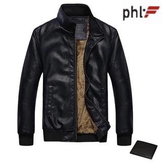 Áo khoác da nam lót lông cao cấp HCM Fashion AK116TV tặng ví da cao cấp