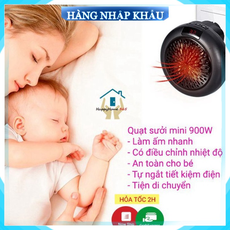 [Cam Kết Loại 1] Quạt sưởi mini cắm điện công suất 900W có chức năng điều chỉnh nhiệt độ, tự động ngắt khi đủ nhiệt độ