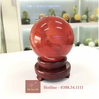 Quả Cầu Phong Thủy Đá Thủy Tinh Núi Lửa Đỏ 12.7cm