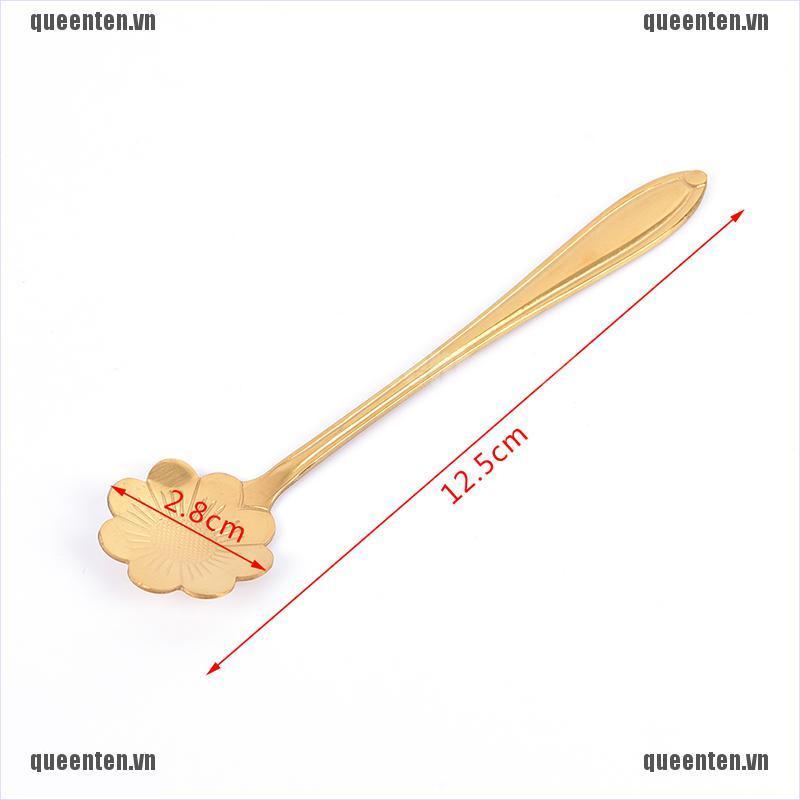 New 1pcs Stainless Steel Teaspoons Flower Shape Dessert Coffee Spoons Tableware QUVN