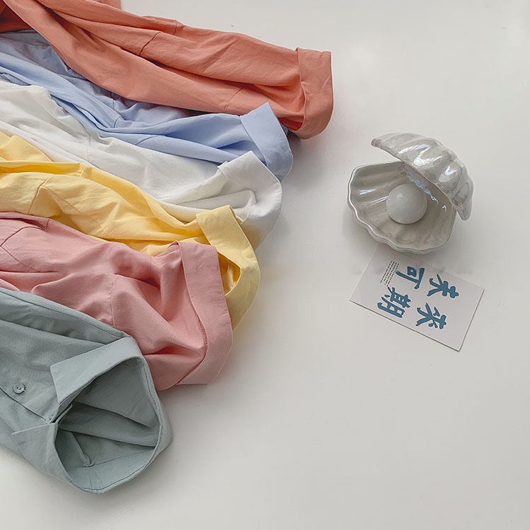 Áo Sơ Mi Tay Dài Màu Trơn Phong Cách Hàn Quốc Mẫu Mới 2022 Thời Trang Xuân Thu Cho Nữ