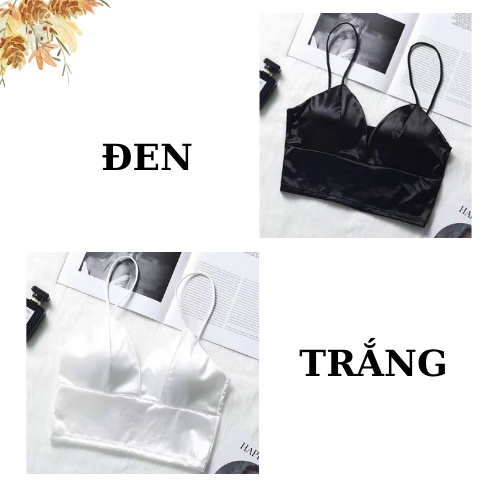 Áo Bra 2 Dây Satin Bản To - Áo Ngực Không Gọng Kèm Mút Phi Lụa AMYBRA B264