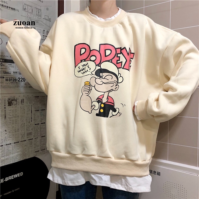 SUXI Áo nỉ nữ dài tay cổ tròn thời trang Hàn