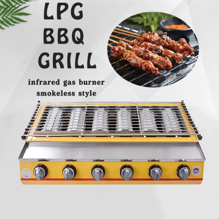 Bếp nướng bằng gas chuyên hải sản, nướng thịt bbq 6 họng dài ETON ET-K233