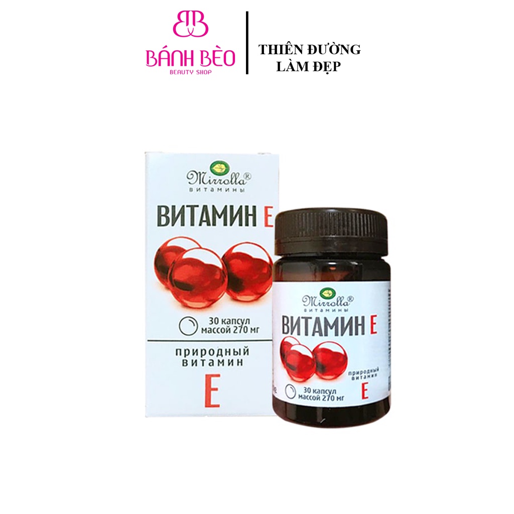 Viên Uống Trắng Da Vitamin E Đỏ Của Nga Mirrolla (Hộp 30 viên)