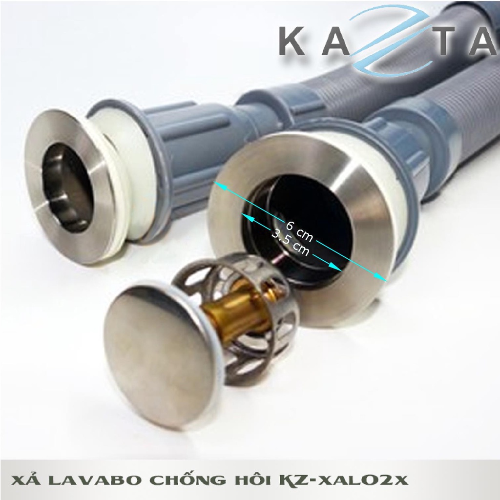 Bộ xả lavabo ruột gà Kazta KZ-XAL02X nhựa cao cấp- nút nhấn inox 304