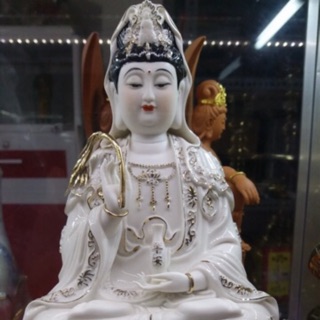 Tượng quan âm sứ trắng cao 35cm