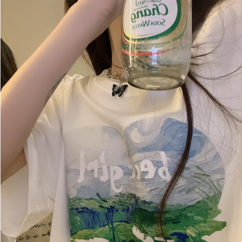 SUXI Áo Thun Tay Ngắn Dáng Rộng Phong Cách Đường Phố Thời Trang Mùa Hè Cho Nữ