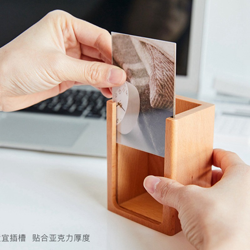 Hộp đựng bút để bàn bằng gỗ có khung đựng ảnh