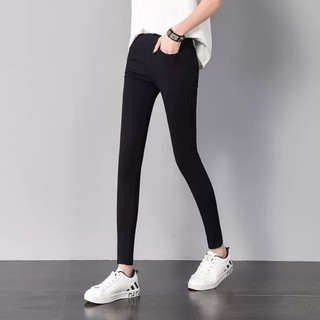 Quần legging co giãn 4 chiều cao cấp chất vải cotton Quần tregging màu đen mặc tập gym thể thao học sinh công sở đi học