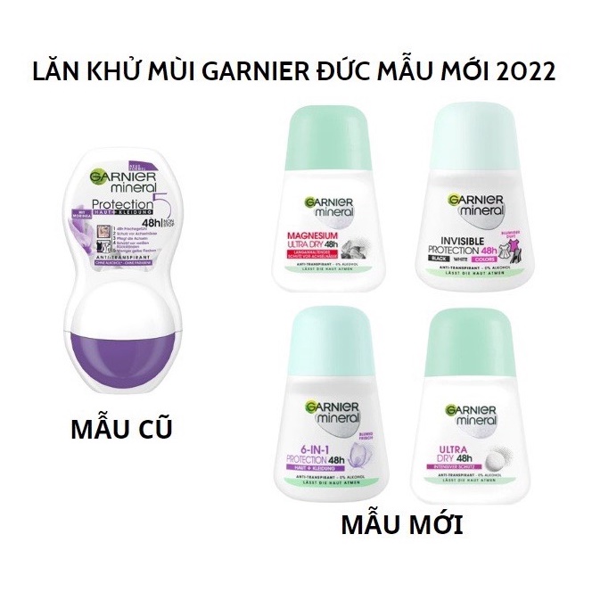 Lăn nách Garnier ⚡ CHUẨN AUTH ⚡ Lăn khử mùi Garnier Mineral 48h sáng da ngừa thâm, mồ hôi, 50ml - Hàng Đức chính hãng