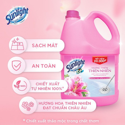 Nước lau sàn Sunlight Hương Hoa Lily CAN 3.8KG