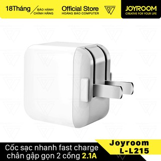 Cốc sạc nhanh fast charge chân gập gọn 2 cổng 2.1A Joyroom L-L215 - Chính hãng