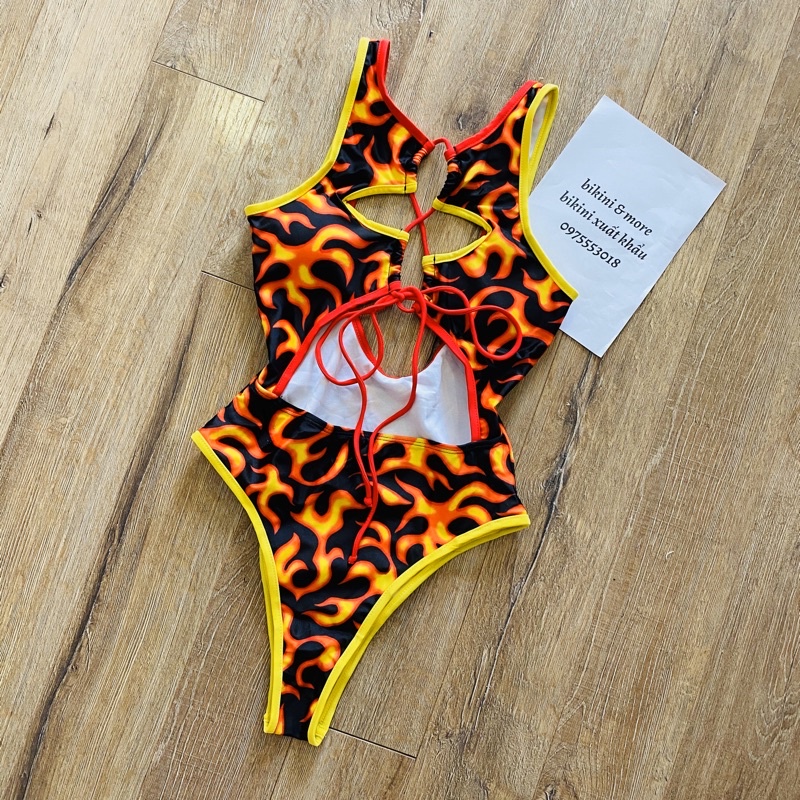 [BKN1352] &lt;ÂU&gt; BODYSUIT CUTOUT HOẠ TIẾT NGỌN LỬA