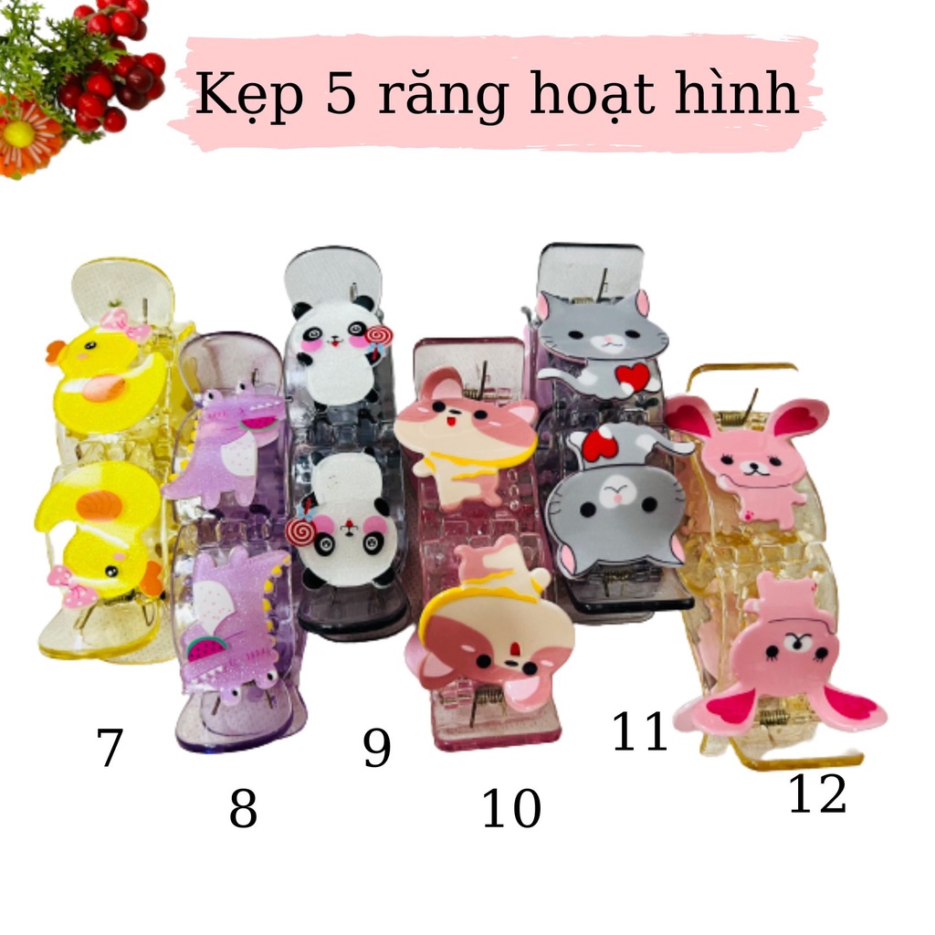 [Hình thật] Kẹp tóc càng cua 5 răng 3D cao cấp honey nhiều họa tiết dễ thương K5R