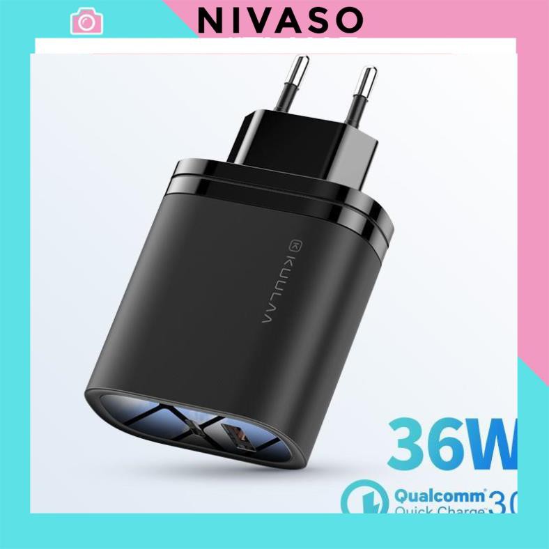 Cốc Sạc Nhanh 2 Cổng USB - Type C QC3.0 KuuLaa 36W dành cho Xiaomi Iphone Huawei OPPO PD36W NIVASO