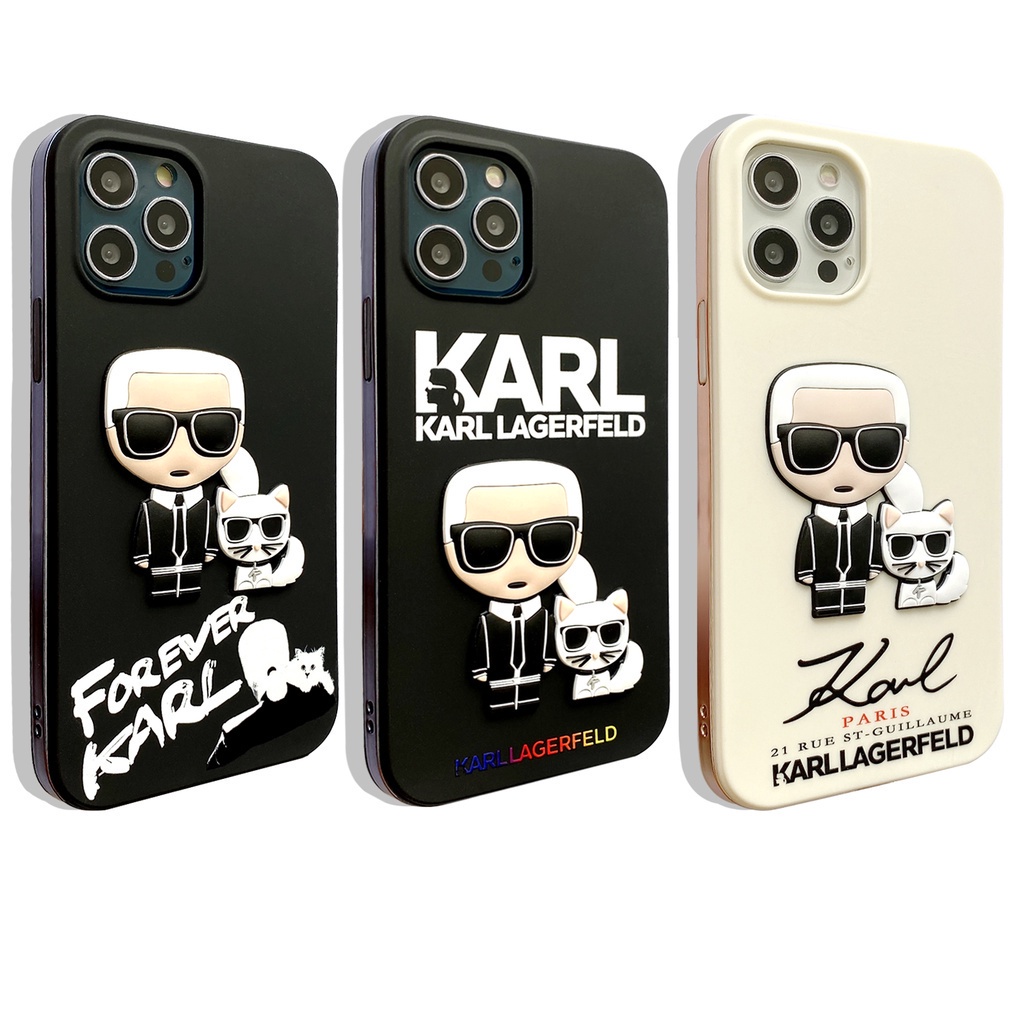 Ốp điện thoại tpu mềm họa tiết mèo Karl Lagerfeld thích hợp cho iPhone 13 12 11 Pro Max X XS XR 7 8 Plus