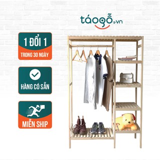 Tủ treo quần áo Táo gỗ Decor tủ gỗ thông 2 ngăn phong cách Hàn Quốc