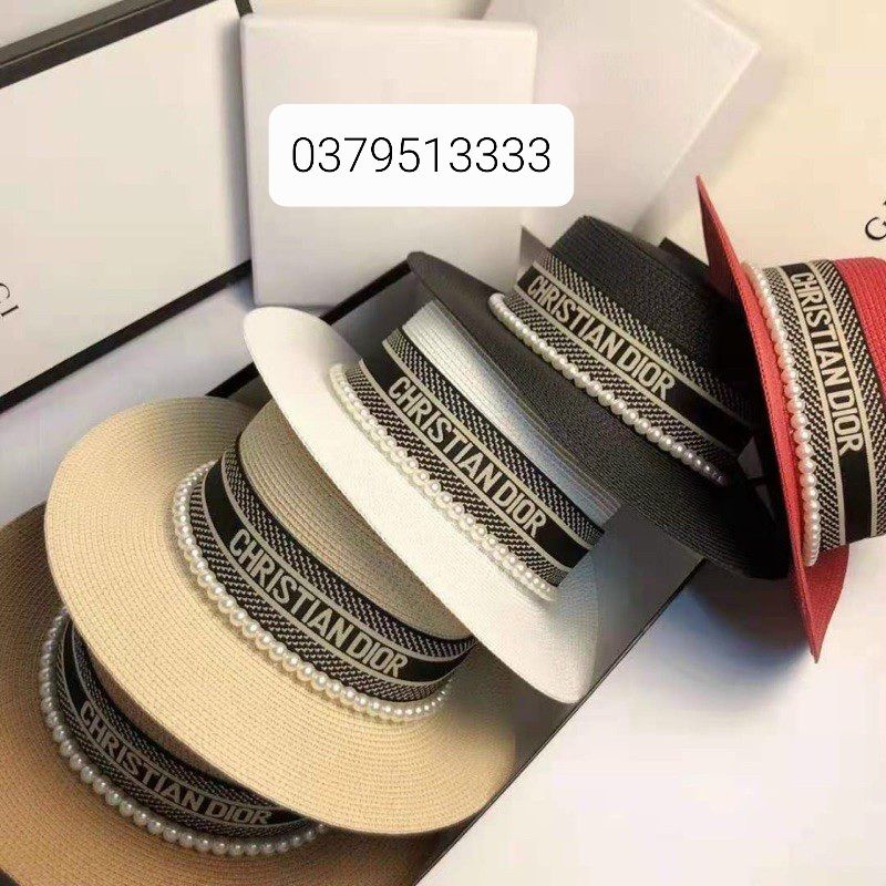 Mũ Cói đi biển đi vành nhỏ cao cấp đính hạt sang chảnh