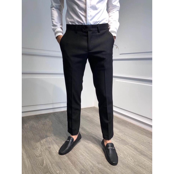 Quần Âu Nam Đen Chất Vintage Co Giãn 4 Chiều Phong Cách Thời Trang Công Sở Hiện Đại