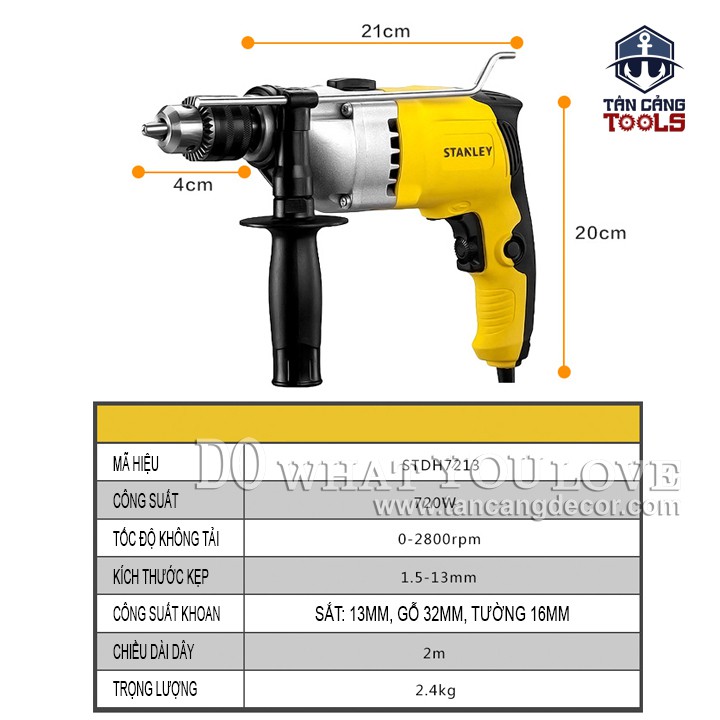 Máy Khoan Động Lực Stanley STDH7213A-B1 720W