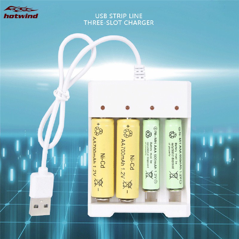 Hộp sạc 4 ngăn pin AAA/AA cổng USB
