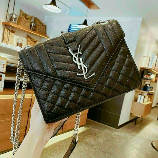 Túi đeo chéo đeo vai nữ công sở nắp gập dáng phong bì phối dây xích sang trọng