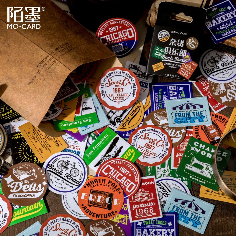 Bộ sticker/ Hình dán Hình Logo Tiếng Anh (45 Hình)