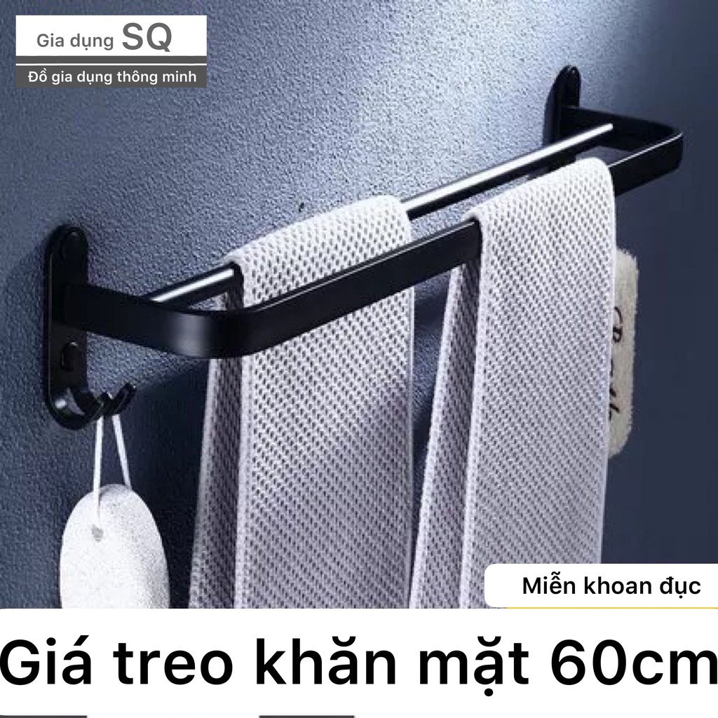 Kệ giá treo khăn nhà tắm dán tường inox 304 sơn tĩnh điện màu đen