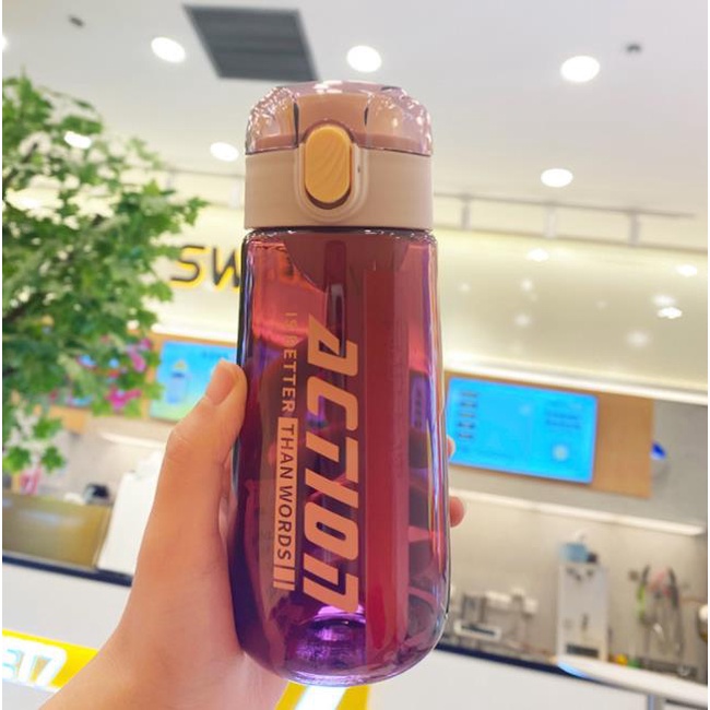 Bình Nước Thể Thao 350ml 550ml Nút Nhấn Nắp Bật Tự Động