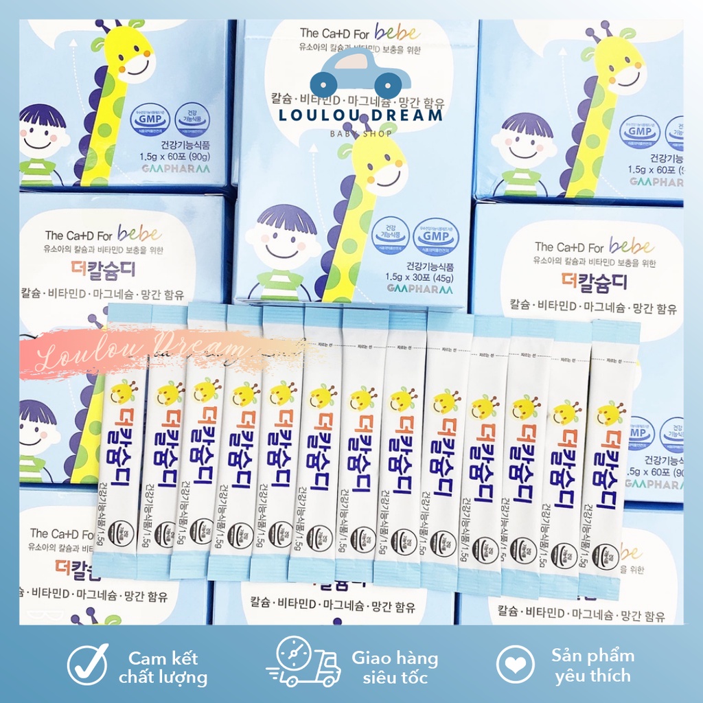 Canxi hữu cơ The Ca+D for Bebe - canxi hươu cao cổ Hàn Quốc phát triển chiều cao cho bé từ 1 tuổi dạng gói