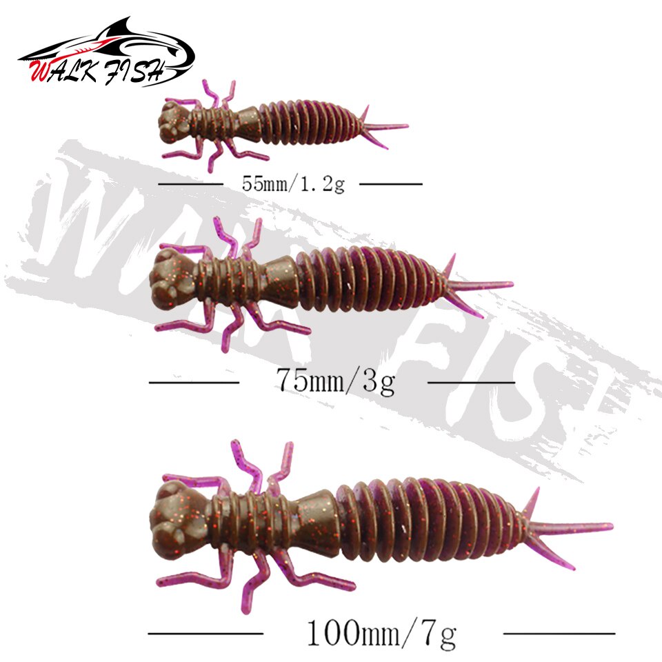 Mồi câu cá giả WALK FISH bằng silicon mềm 55mm 75mm 100mm