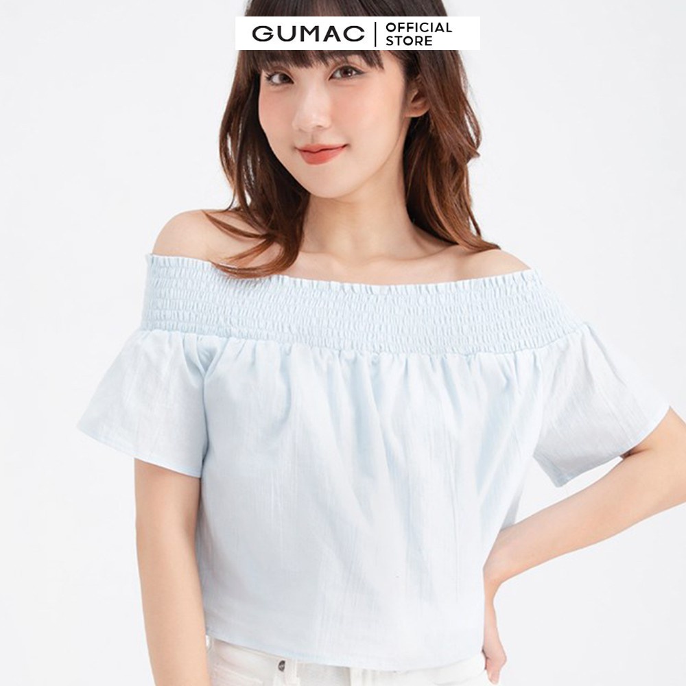 [Mã WABRGUM giảm 10% tối đa 30K đơn 99K] Áo kiểu nữ bẹt vai bo chun GUMAC AB653