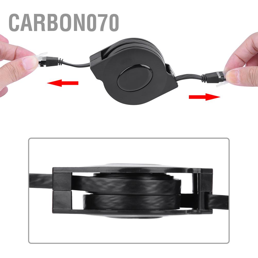 [Hàng Sẵn] Dây cáp mạng Lan CAT6 RJ45 có thể thu vào dễ điều chỉnh 1m/ 2m màu đen【Carbon070】