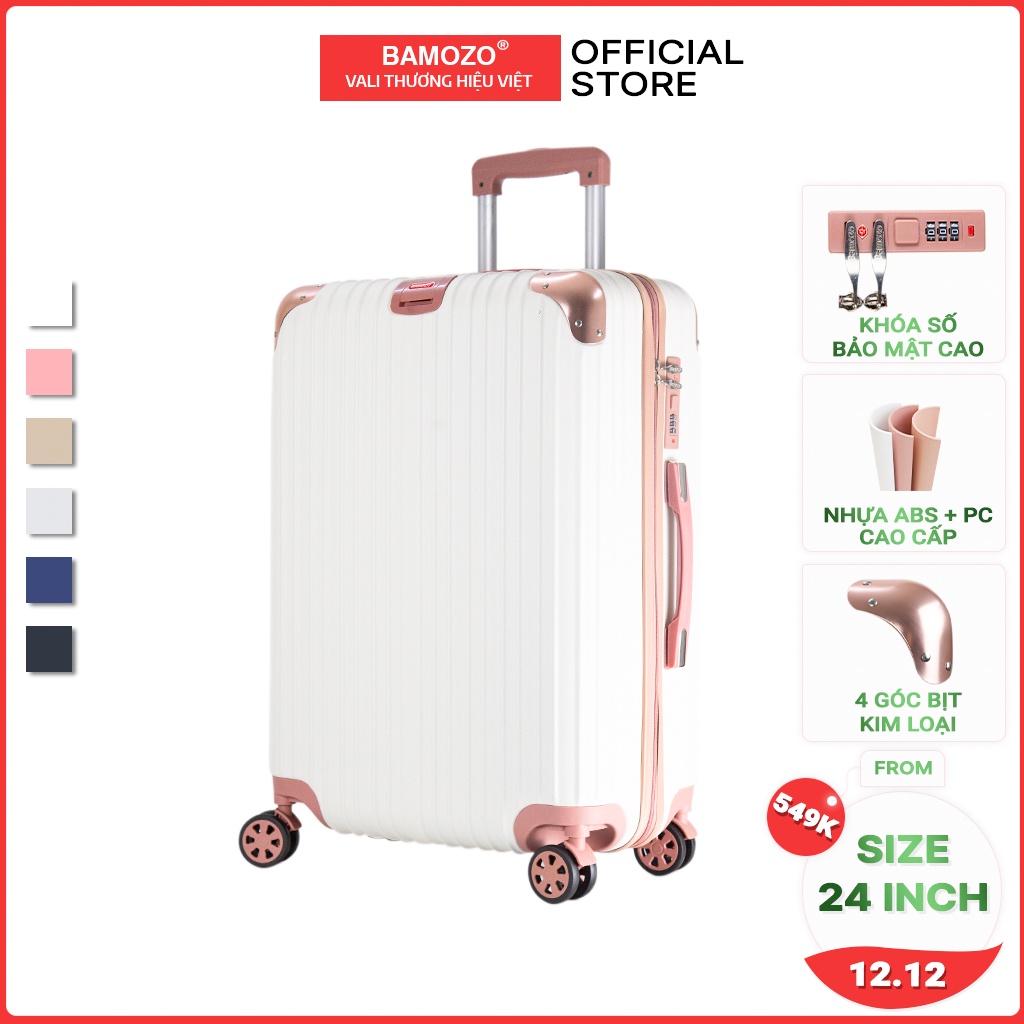 Vali Kéo Du Lịch Bamozo 8809 Size 24inch Nhựa Chống Va Đập Chống Trầy Xước-Size Ký Gửi-Bảo Hành 5 Năm