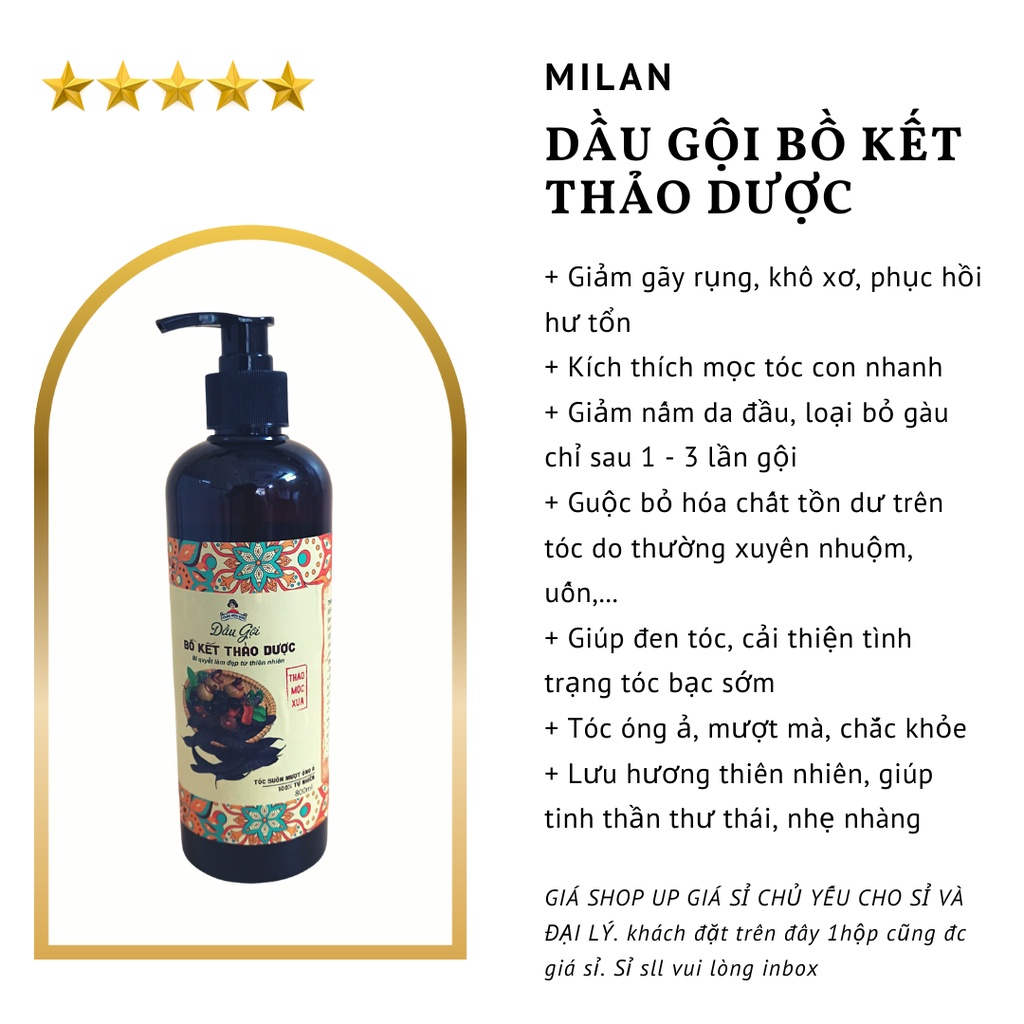 Dầu gội bồ kết thảo dược Thảo Mộc Xưa giúp giảm rụng tóc và ngăn ngừa gàu 800ml