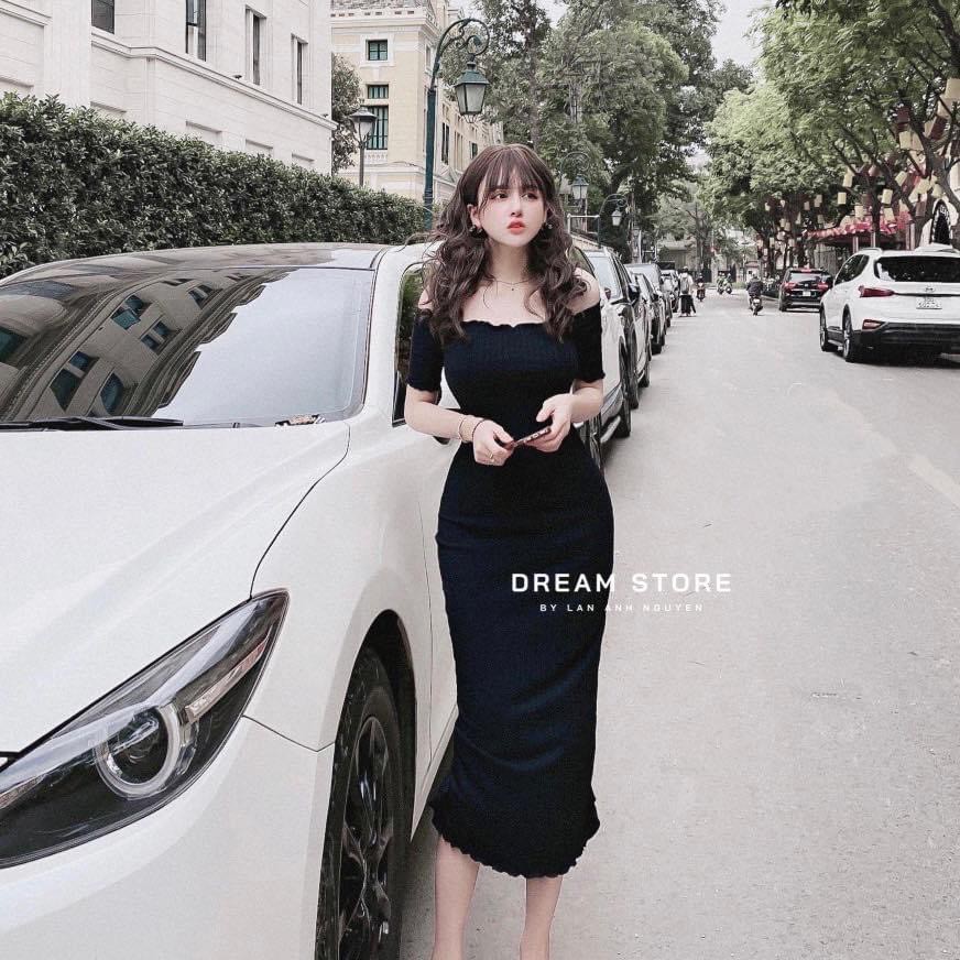 [MẪU MỚI] Đầm Body Trễ Vai Phom Dài Tay Ngắn Chất Thun Gân Thích Hợp Mặc Đi Tiệc Đi Làm Đi Chơi | BigBuy360 - bigbuy360.vn
