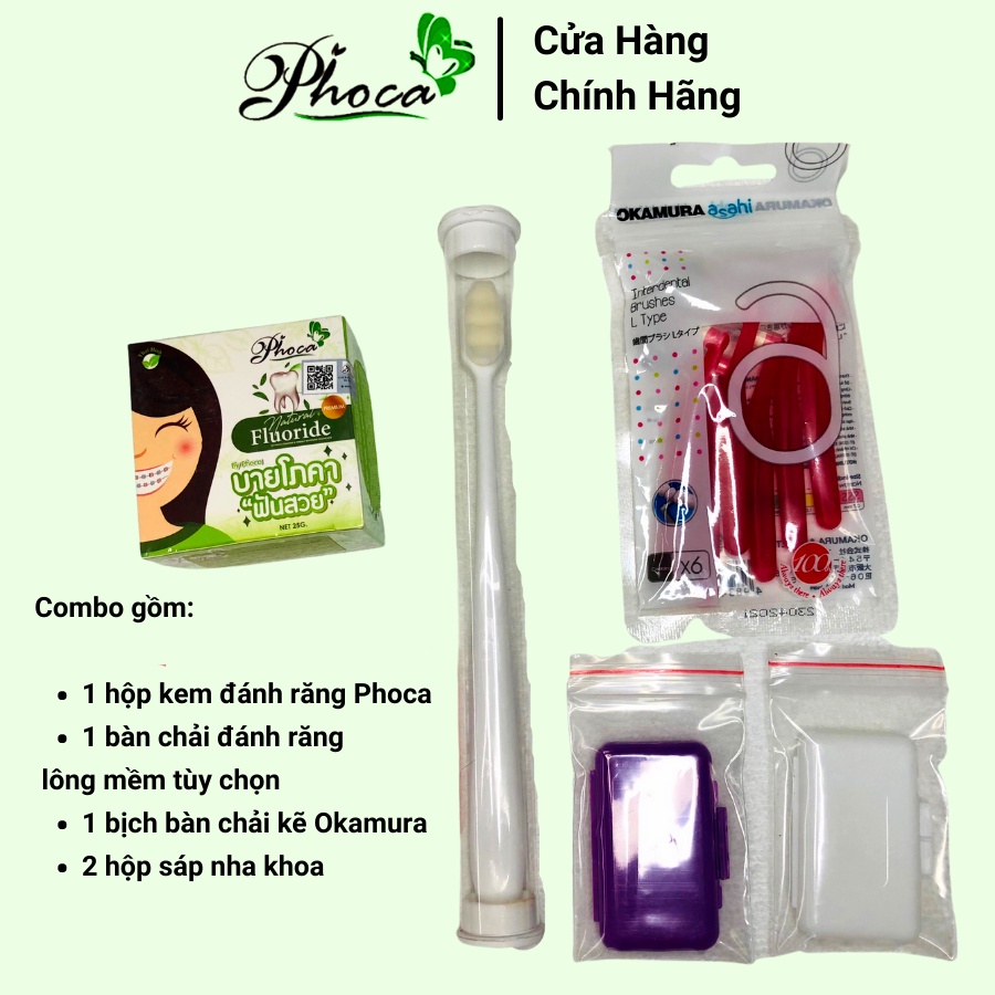 Okamura combo 5 món cho người niềng răng, chăm sóc răng cho người niềng, kem đánh trắng răng By Phoca Thái Lan