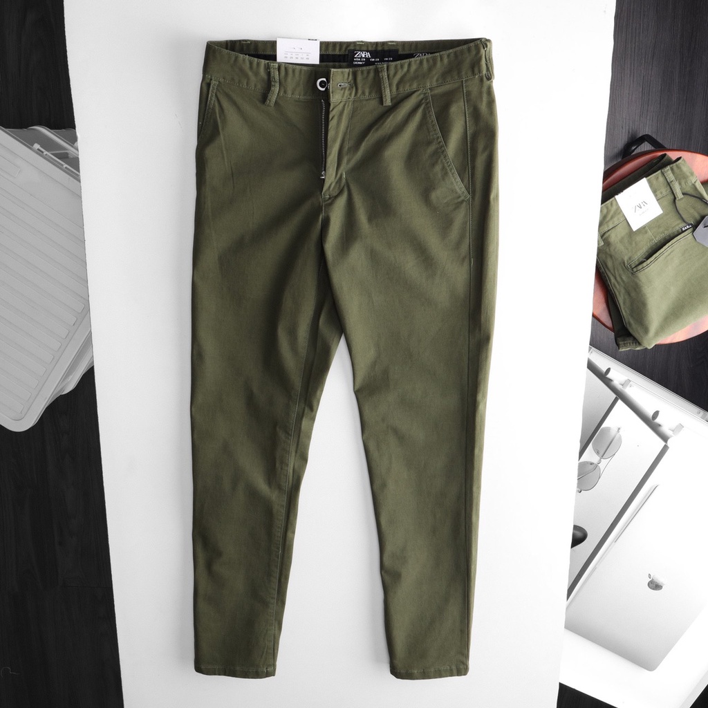 Quần kaki nam dài Zara 6 màu mẫu mới tag đen form slim fit | LA STORE MENSWEAR