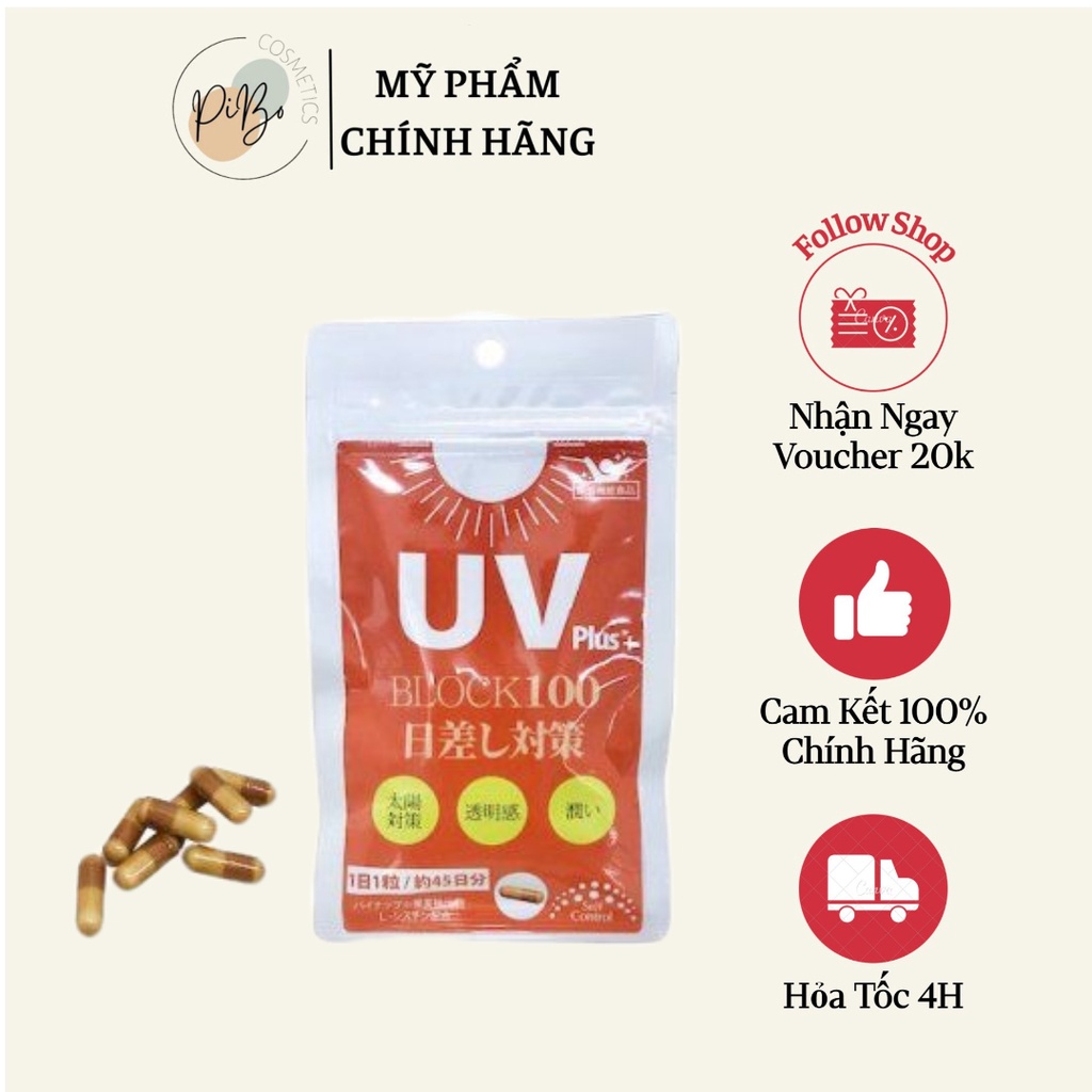 Viên uống chống nắng UV Plus+ Block 100 Nhật Bản 45 viên