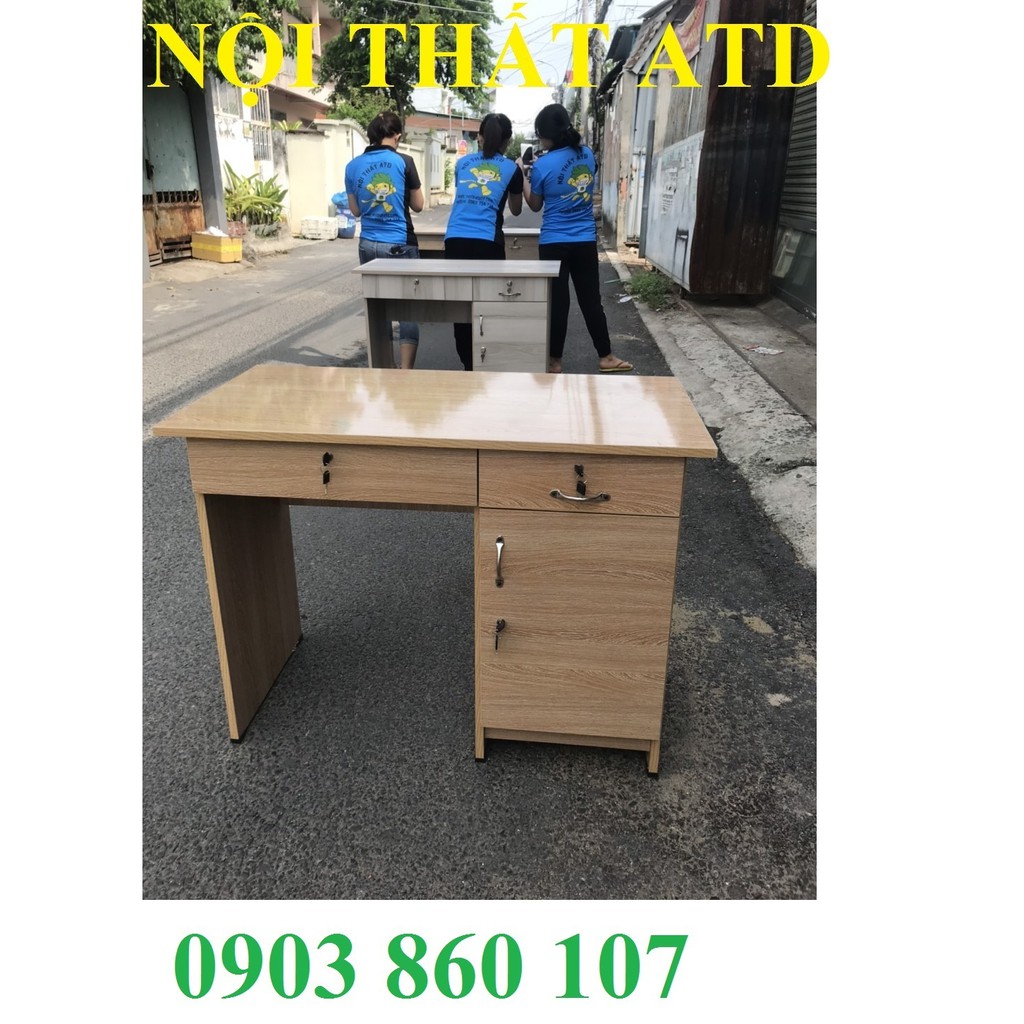 Bàn làm việc tại nhà giá rẻ xưởng - bàn làm việc có khóa và hộc kéo y hình HCM