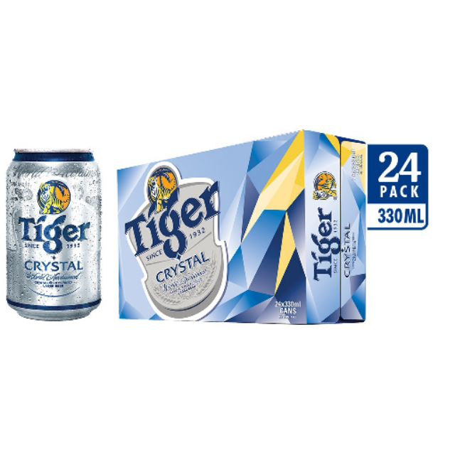 Mẫu mới _ Thùng 24 Lon Bia Tiger Bạc Crystal 330ml